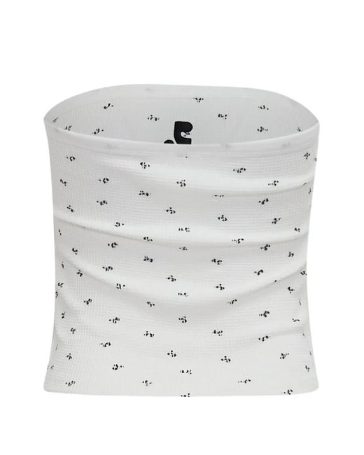 Rest&Recreation White Logo-Pattern Tube Top