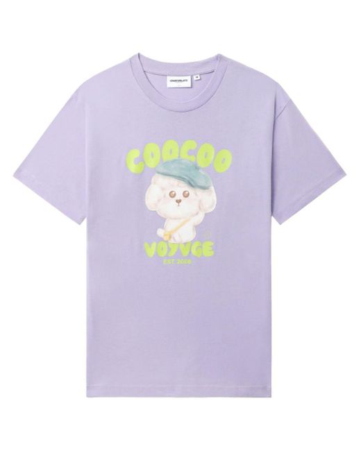 Chocoolate Purple Graphic-print Cotton T-shirt