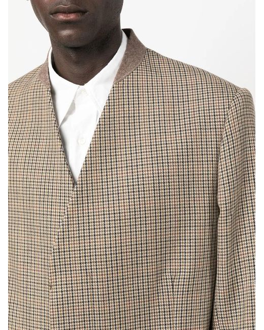 Maison Margiela Natural Herringbone-Pattern Collarless Coat for men