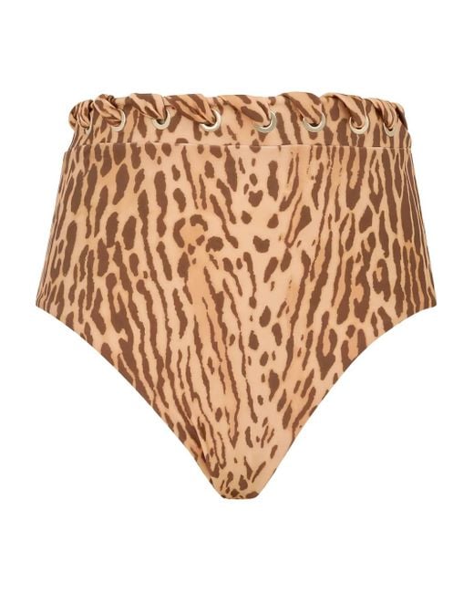 Zimmermann Natural Cascadian Leopard-print High-waist Bikini Bottom