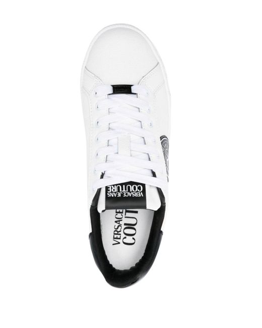 Versace White Court 88 Logo-patch Leather Sneakers for men