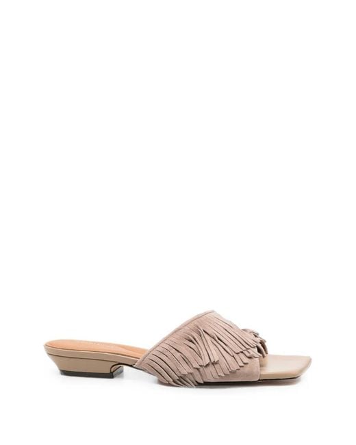 SERGIO MORETTI FIRENZE Pink Fringed Suede Sandals