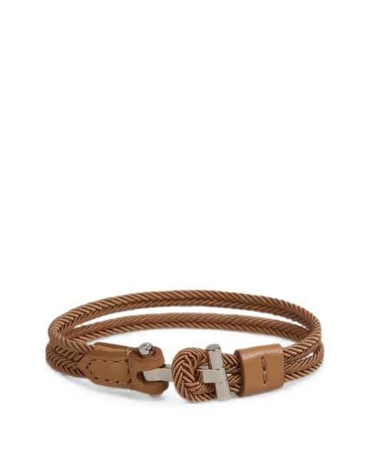 Tom Ford Brown Braided Leather-Trim Bracelet for men