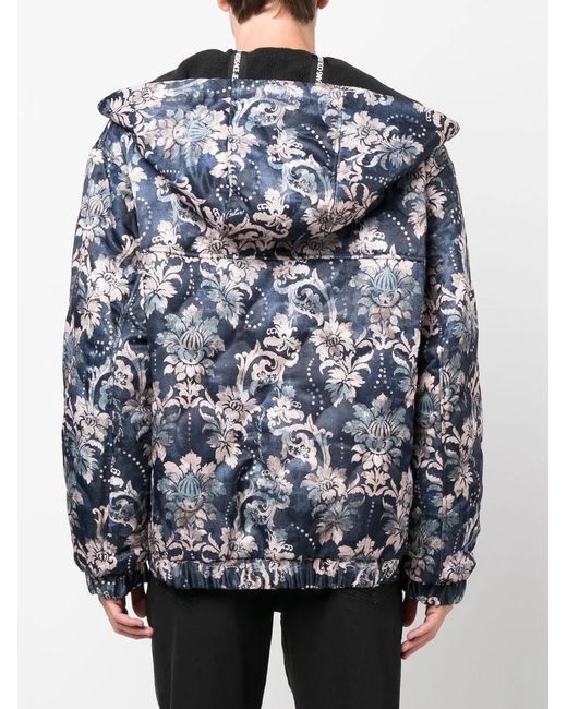 Versace Jeans Couture Gray Floral-Print Padded Jacket for men