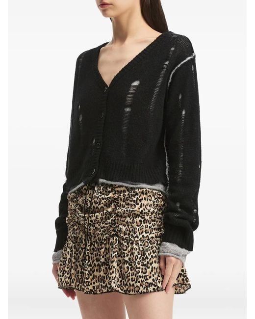 B+ AB Black Distressed Button Cardigan