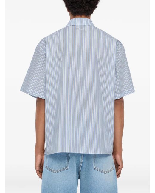 MSGM Blue Striped Graphic Shirt for men
