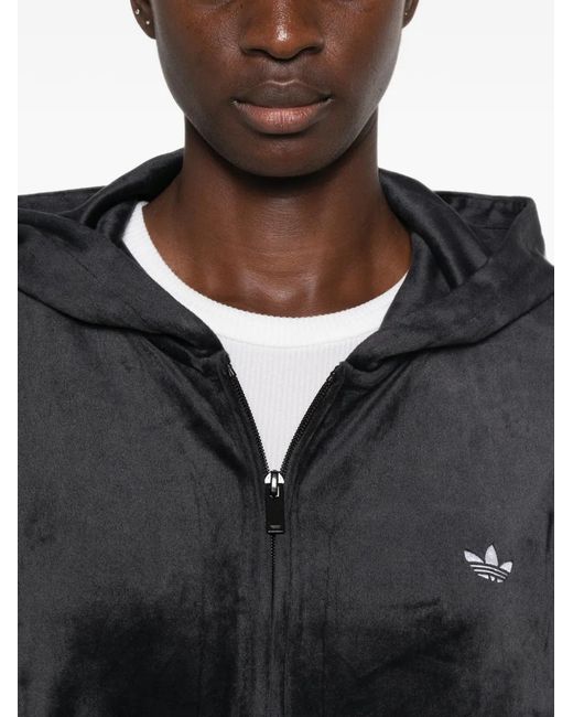 Adidas Black Velour Zip-Up Hoodie