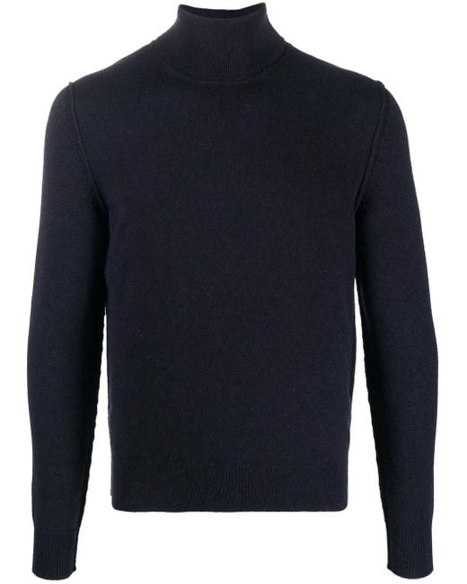 Maison Margiela Blue High-Neck Cashmere Jumper