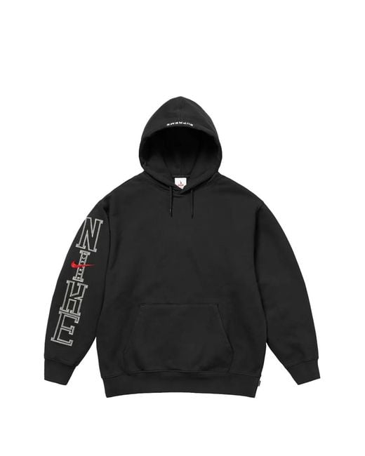 Supreme Black Logo-Embroidered Hoodie for men