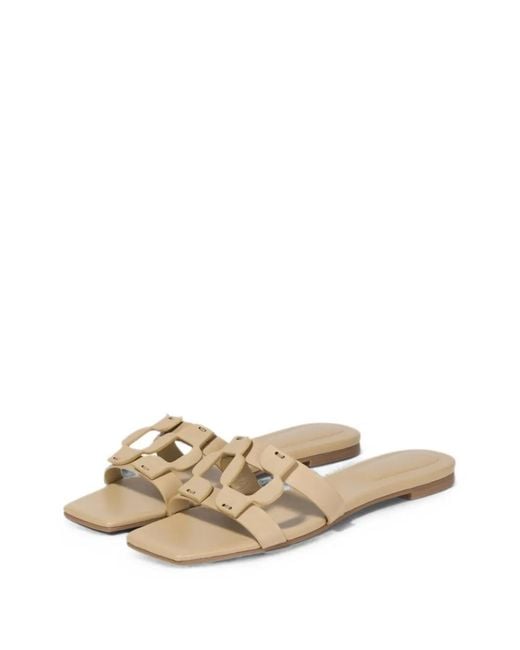 Jonathan Simkhai Natural Monogram Leather Slides