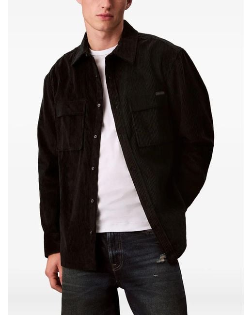 Calvin Klein Black Corduroy Pocket Shirt Jacket for men