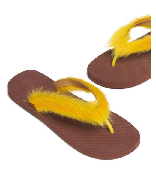 Marni Yellow Ponyhair Flip-Flop for men