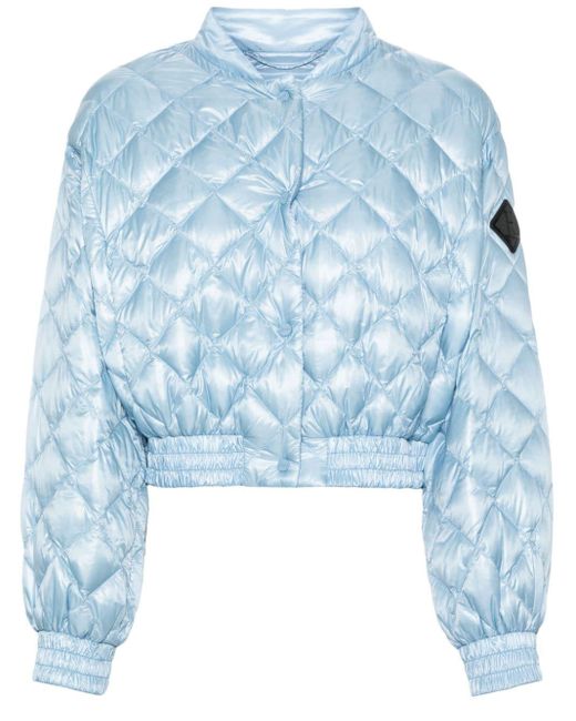 Herno Blue Logo-patch Diamond-quilted Jacket