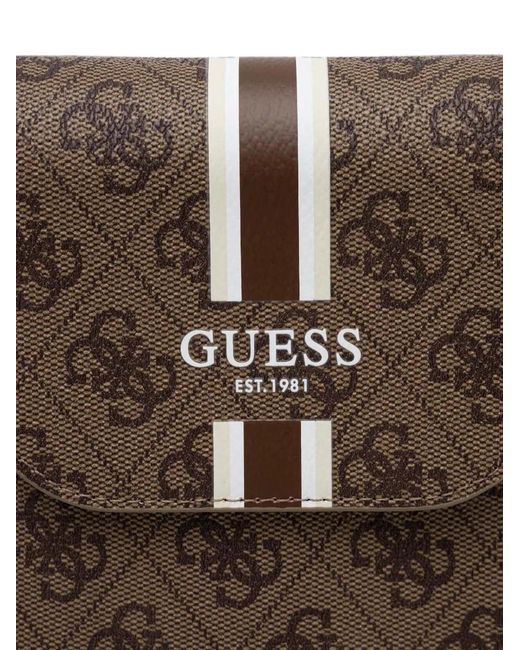 Guess Brown Logo-Print Crossbody Phone Bag