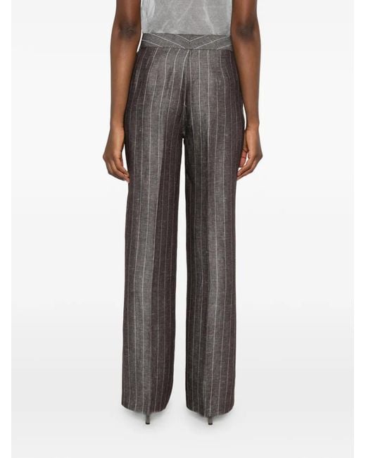 Via Masini 80 Gray Stripped Trousers
