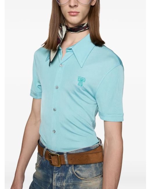 Acne Blue Embroidered Shirt for men