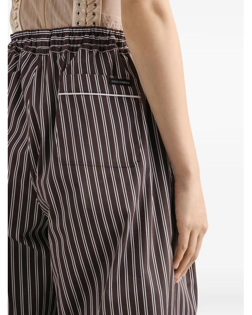 Dolce & Gabbana Brown Striped Poplin Trousers