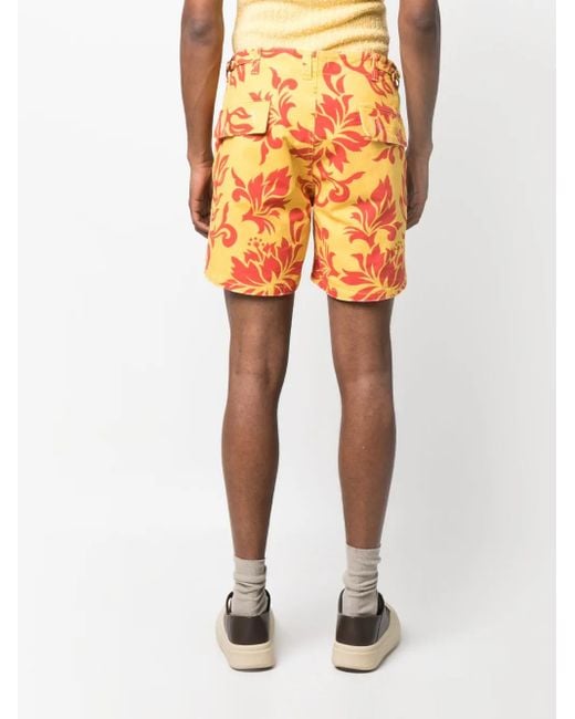 ERL Orange Graphic-Print Shorts for men