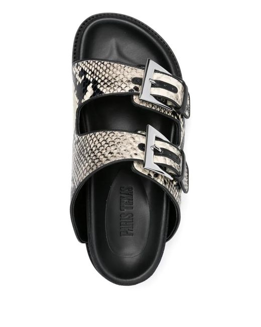 Paris Texas Black Snakeskin Sandals