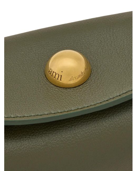 AMI White Mini Carrousel Leather Shoulder Bag