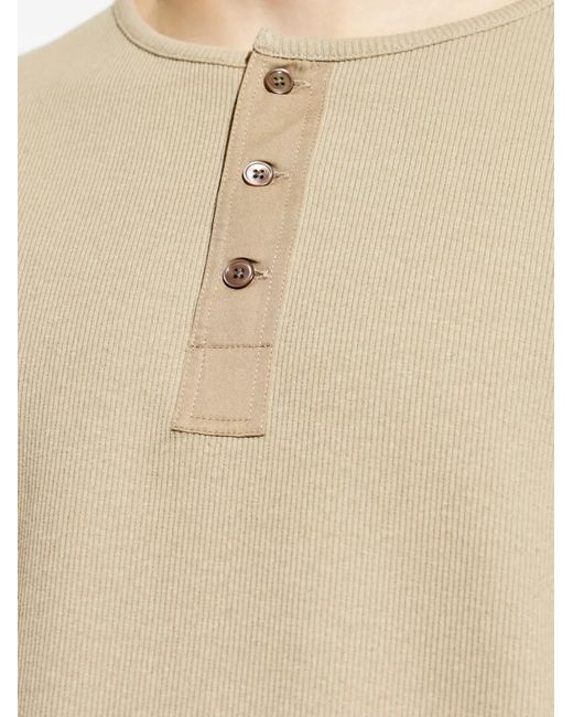 Lemaire Natural Half-Button Short-Sleeve T-Shirt for men