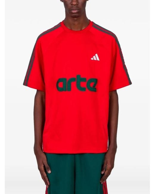 Adidas Red X Arte Antwerp 3-Stripes-Logo T-Shirt for men