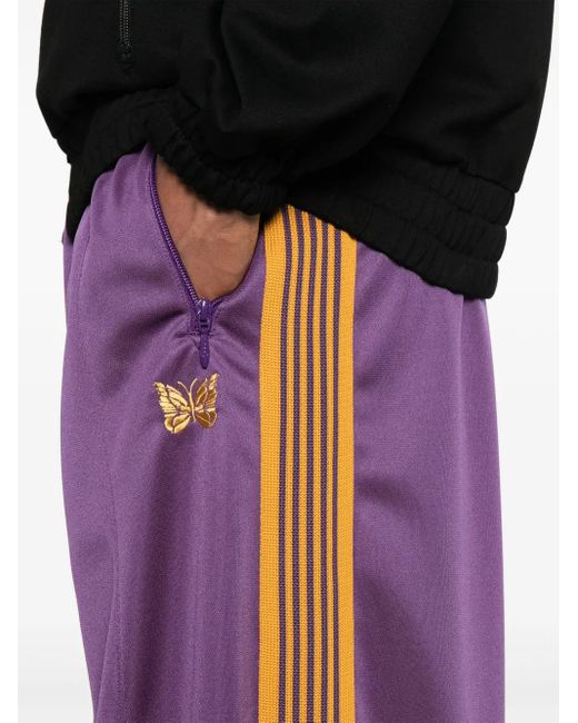 Needles Purple Butterfly-Embroidered Track Pants for men