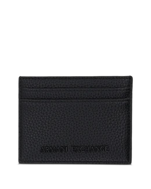 ARMANI EXCHANGE Black Logo-Plaque Cardholder for men