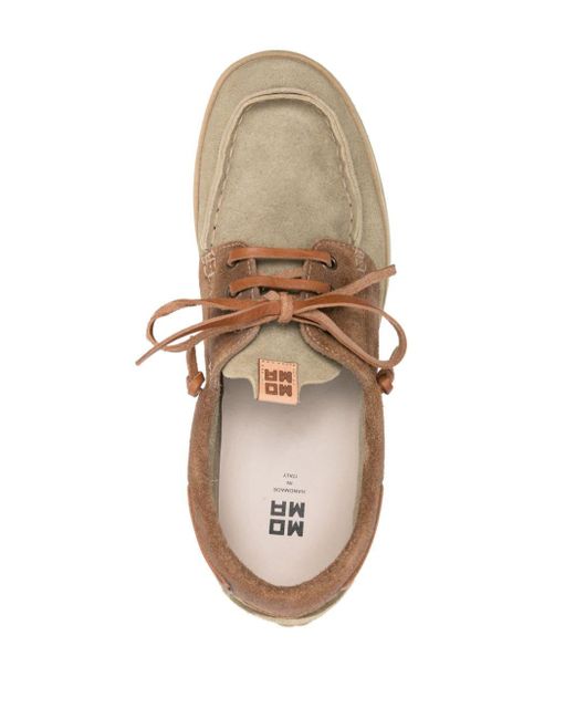 Moma Brown Logo-patch Suede Boat Shoes for men