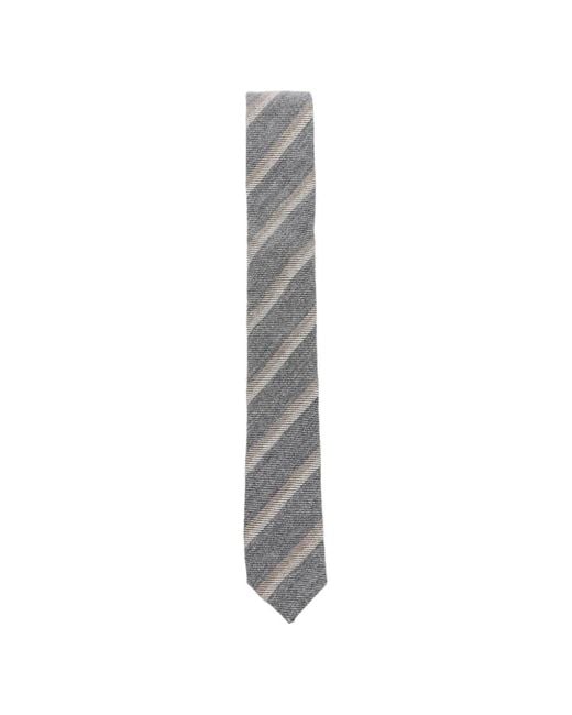 Eleventy White Diagonal-Stripe Wool Tie for men