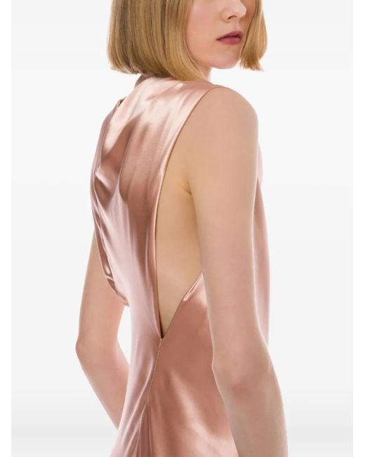 Alberta Ferretti Satijnen Maxi-Jurk in het Pink