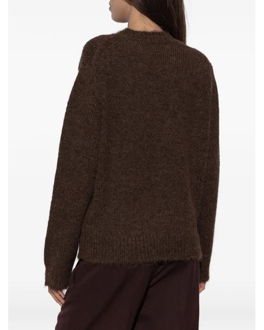 Jil Sander Brown Ribbed-Knit Crew-Neck Sweater