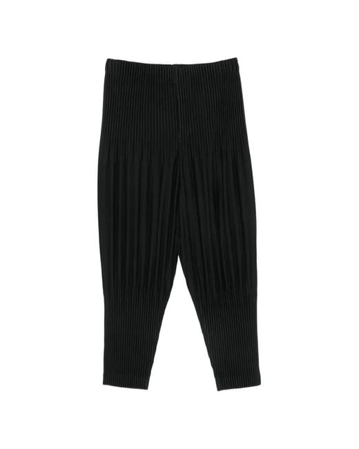 Homme Plissé Issey Miyake Black Plissé-Effect Tapered Trousers for men