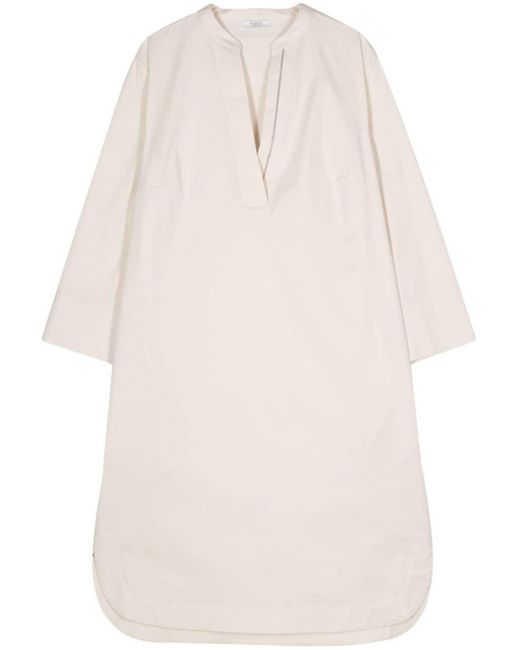 Peserico White Bead-detailed Tunic Dress