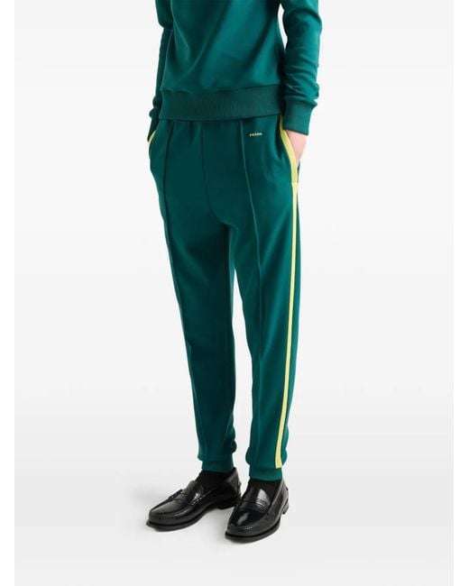 Prada Green Stripe-Detail Track Pants for men