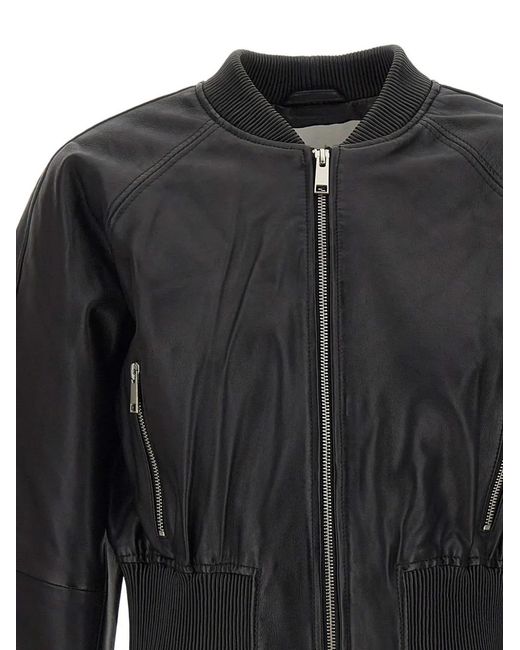 Herskind Black Dario Elasticated Leather Jacket
