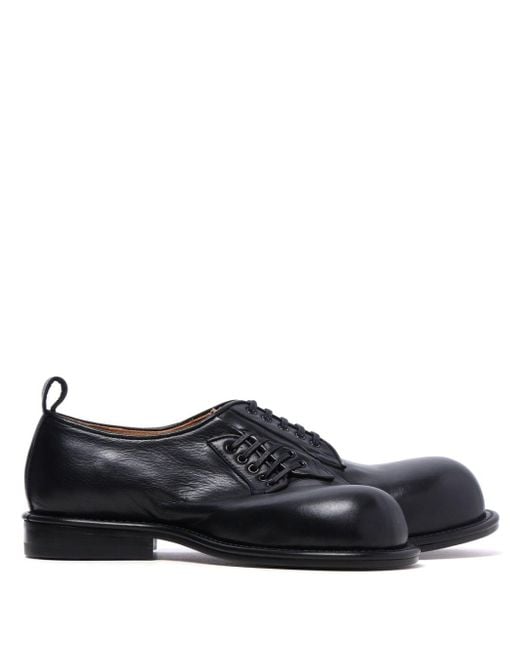 Comme des Garçons Black Asymmetric Leather Derby Shoes for men