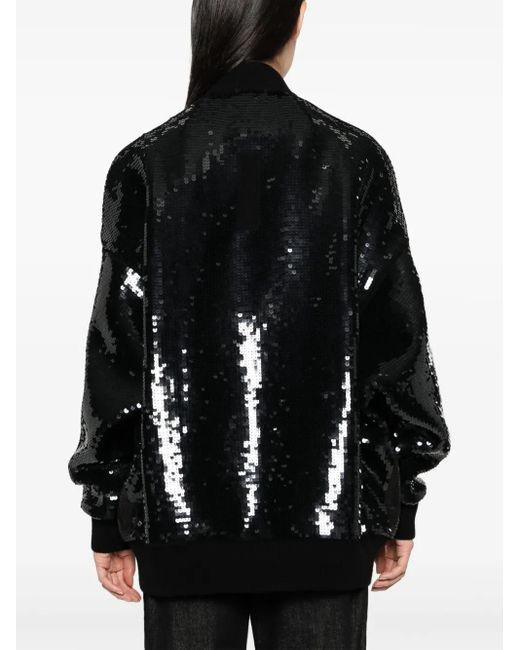Rick Owens Black Peter Sequin-Embellished Bomber Jacket