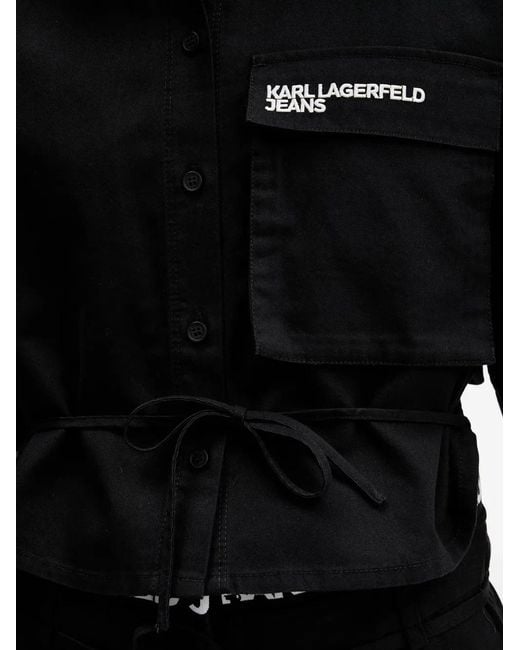 Karl Lagerfeld Black Logo Drawstring Shirt