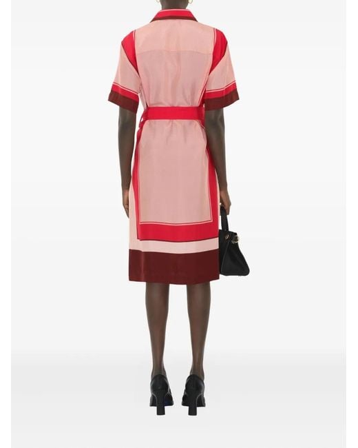 Burberry Red Silk Shirt Dress