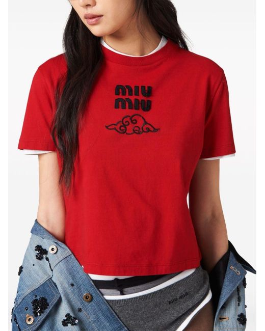 Miu Miu ロゴ Tシャツ Red