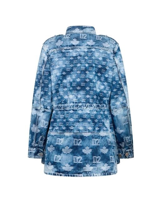 DSquared² Blue D2 Monogram Denim-Field Jacket