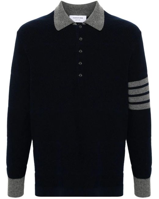 Thom Browne Blue 4-bar Virgin Wool Polo Shirt - Men's - Virgin Wool for men