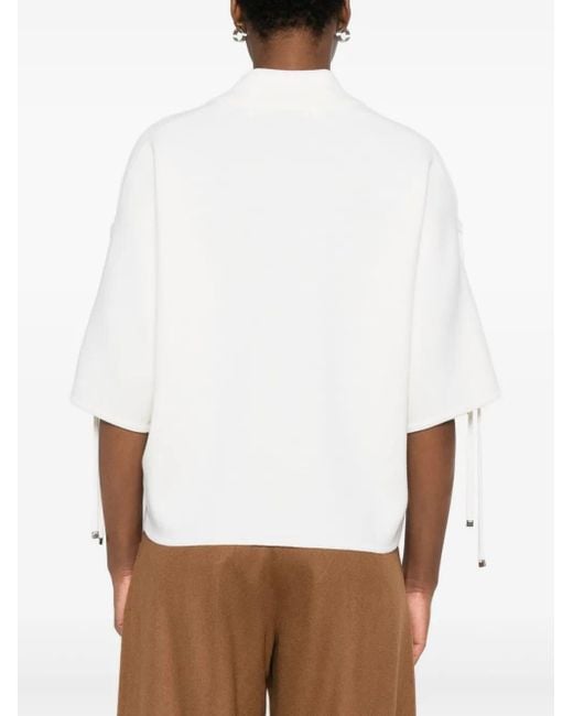 Max Mara White Lace-Up Drop-Shoulder Top