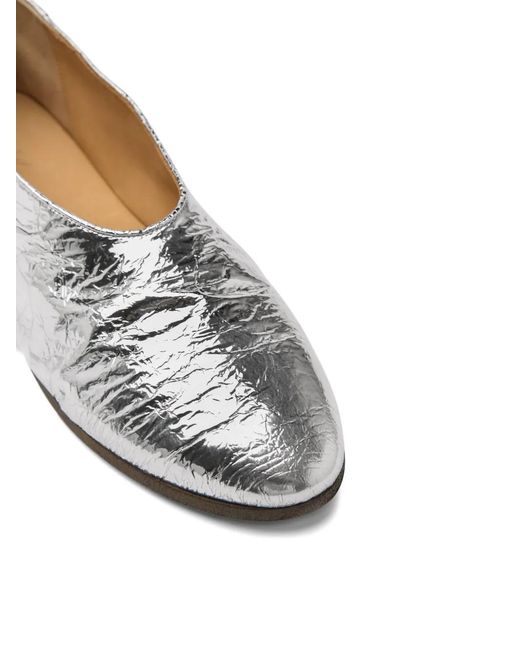 Marsèll White Coltellacio Metallic Leather Ballet Flats