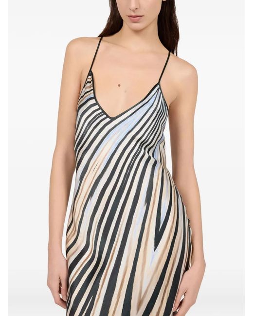Roberto Cavalli White Zebra-Print Open-Back Maxi Dress