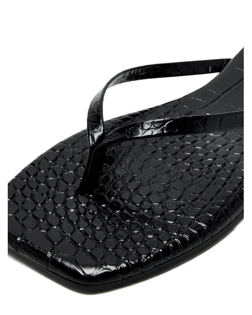 TKEES Black Lily Square-Toe Sandals