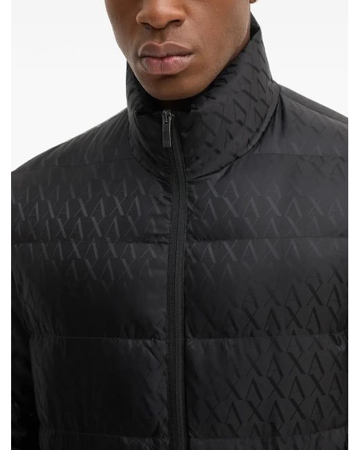 ARMANI EXCHANGE Black Monogram Pattern Jacket for men