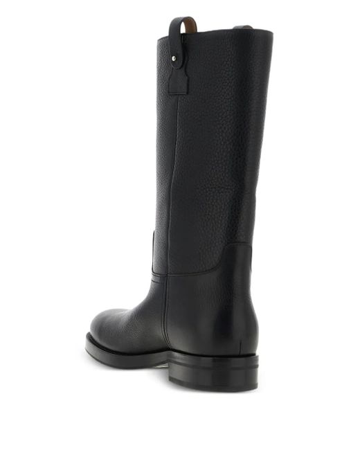 Church's Black Hammered Leather Round-Toe Boots