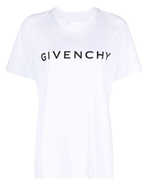Givenchy White Archetype T-Shirt mit Logo-Print